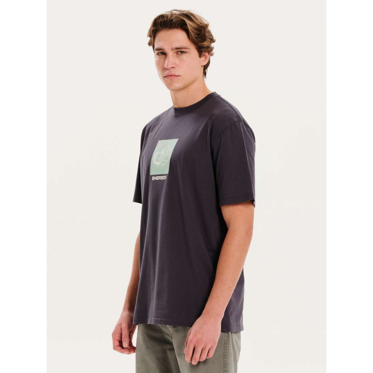 EMERSON LOGO MEN’S REGULAR FIT COTTON SHORT SLEEVE T-SHIRT 251.EM33.39 STONE BLUE