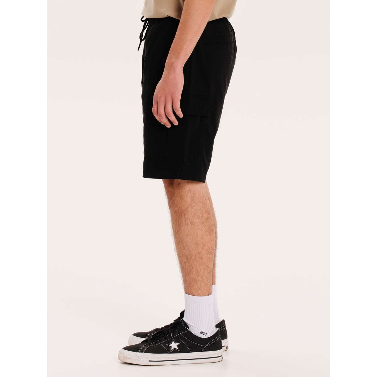 EMERSON MEN’S REGULAR FIT COTTON FULL ELASTICATED CLASSIC CARGO SHORTS 251.EM47.17 BLACK