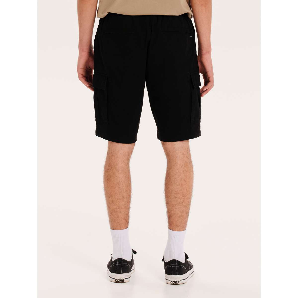 EMERSON MEN’S REGULAR FIT COTTON FULL ELASTICATED CLASSIC CARGO SHORTS 251.EM47.17 BLACK
