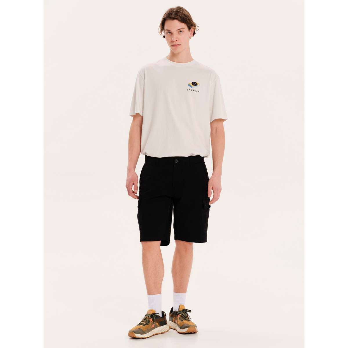 EMERSON MEN’S REGULAR FIT COTTON CARGO SHORTS 251.EM47.295 BLACK