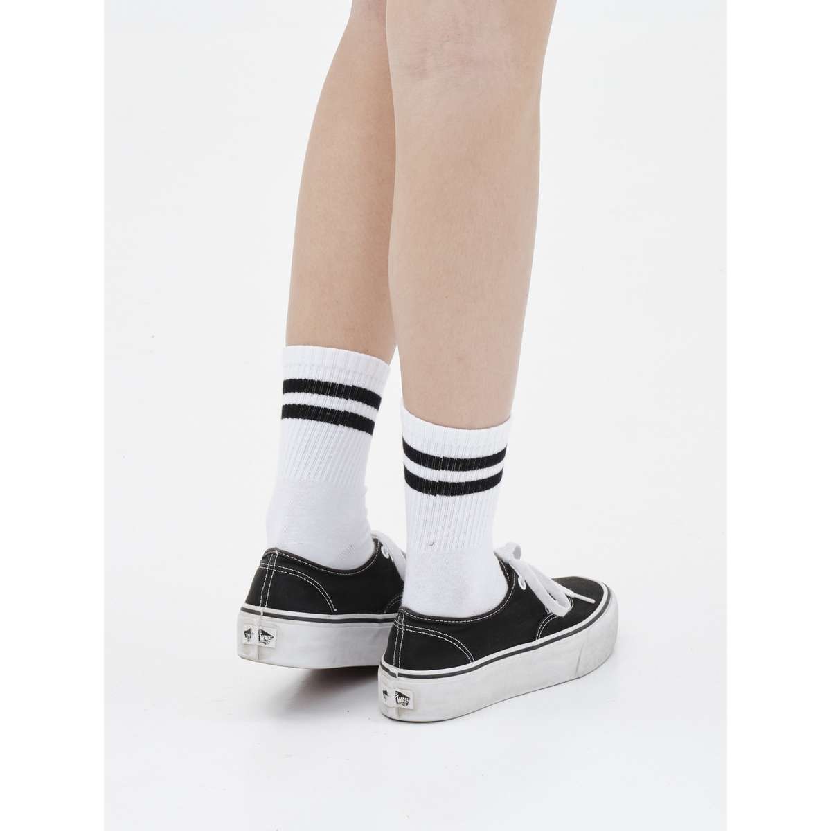 EMERSON DOUBLE-STRIPE ΚΑΛΤΣΕΣ ΜΕΣΑΙΟΥ ΥΨΟΥΣ 1-PACK 212.EU08.34 WHITE/BLACK - Λευκό - 39-42