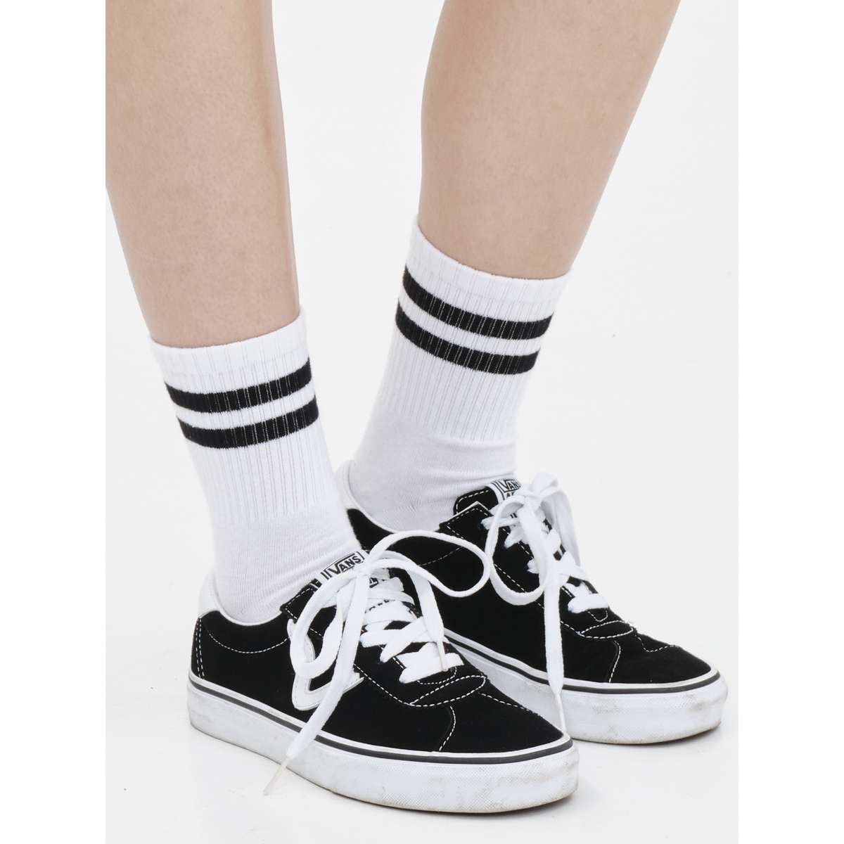 EMERSON DOUBLE-STRIPE ΚΑΛΤΣΕΣ ΜΕΣΑΙΟΥ ΥΨΟΥΣ 1-PACK 212.EU08.34 WHITE/BLACK - Λευκό - 39-42