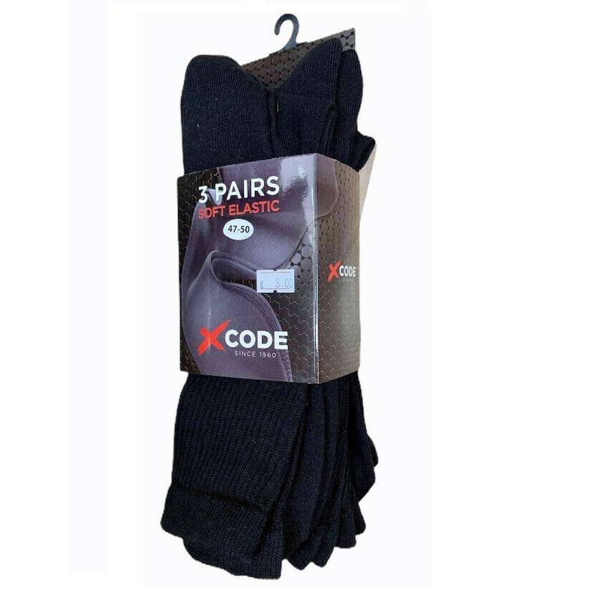 Xcode Κάλτσες για Τένις Μαύρες 3 Pairs 04500 BLACK