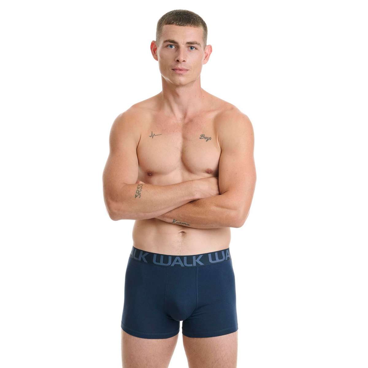 Walk Ανδρικά Μποξεράκια Μαύρο - Μπλε - Γκρι 3Pack