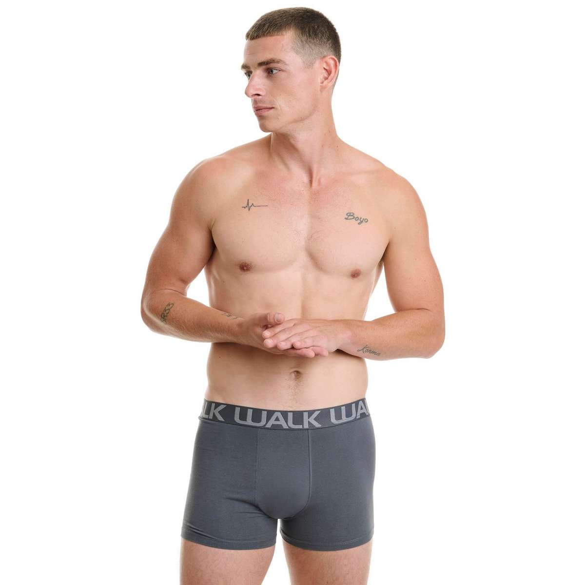 Walk Ανδρικά Μποξεράκια Μαύρο - Μπλε - Γκρι 3Pack