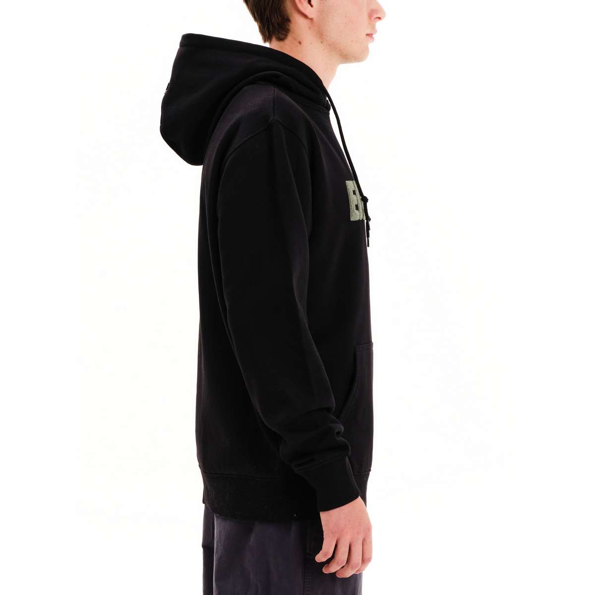 EMERSON MEN’S REGULAR FIT COTTON LOGO PULLOVER HOODIE 252.EM20.11-BLACK