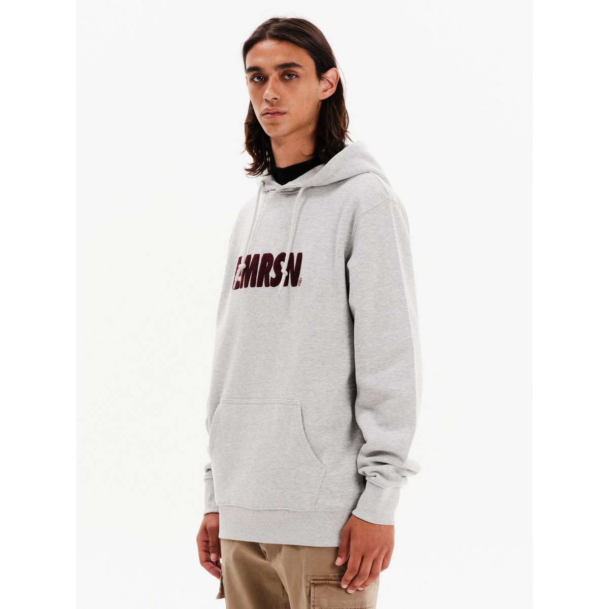 EMERSON MEN’S REGULAR FIT COTTON LOGO PULLOVER HOODIE 252.EM20.11-GREY-ML