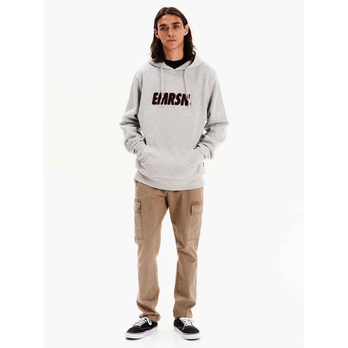 EMERSON MEN’S REGULAR FIT COTTON LOGO PULLOVER HOODIE 252.EM20.11-GREY-ML