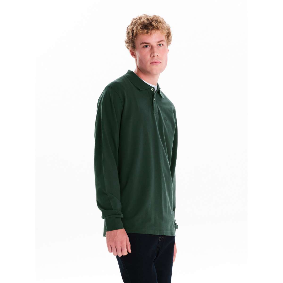 EMERSON MEN’S REGULAR FIT COTTON LONG SLEEVE POLO PIQUET 252.EM35.01A-FOREST