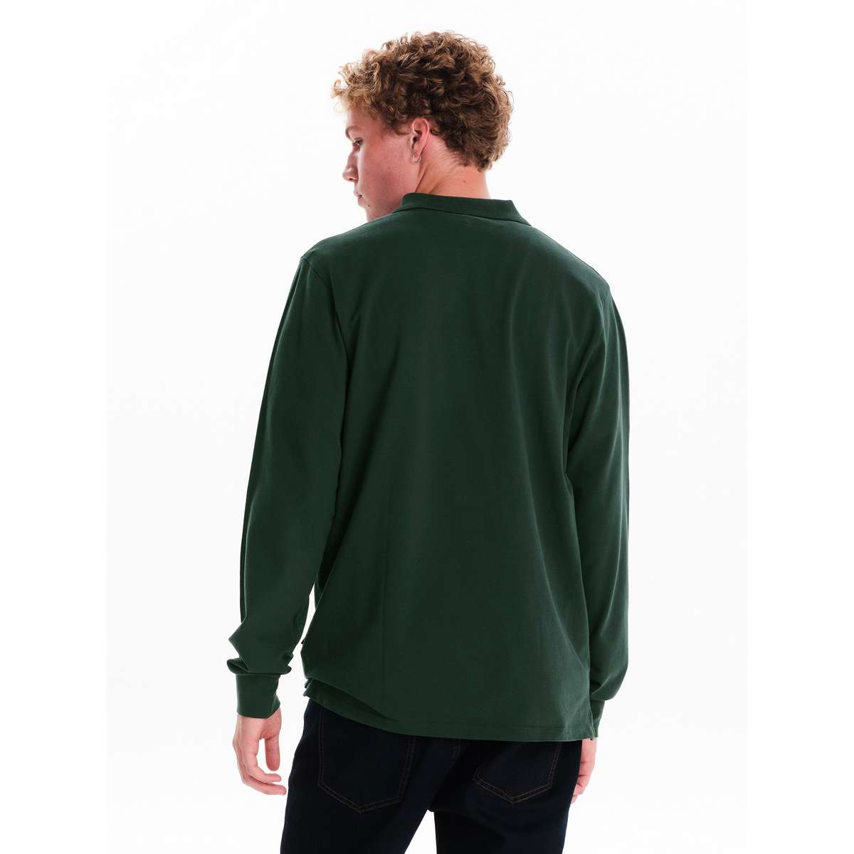 EMERSON MEN’S REGULAR FIT COTTON LONG SLEEVE POLO PIQUET 252.EM35.01A-FOREST