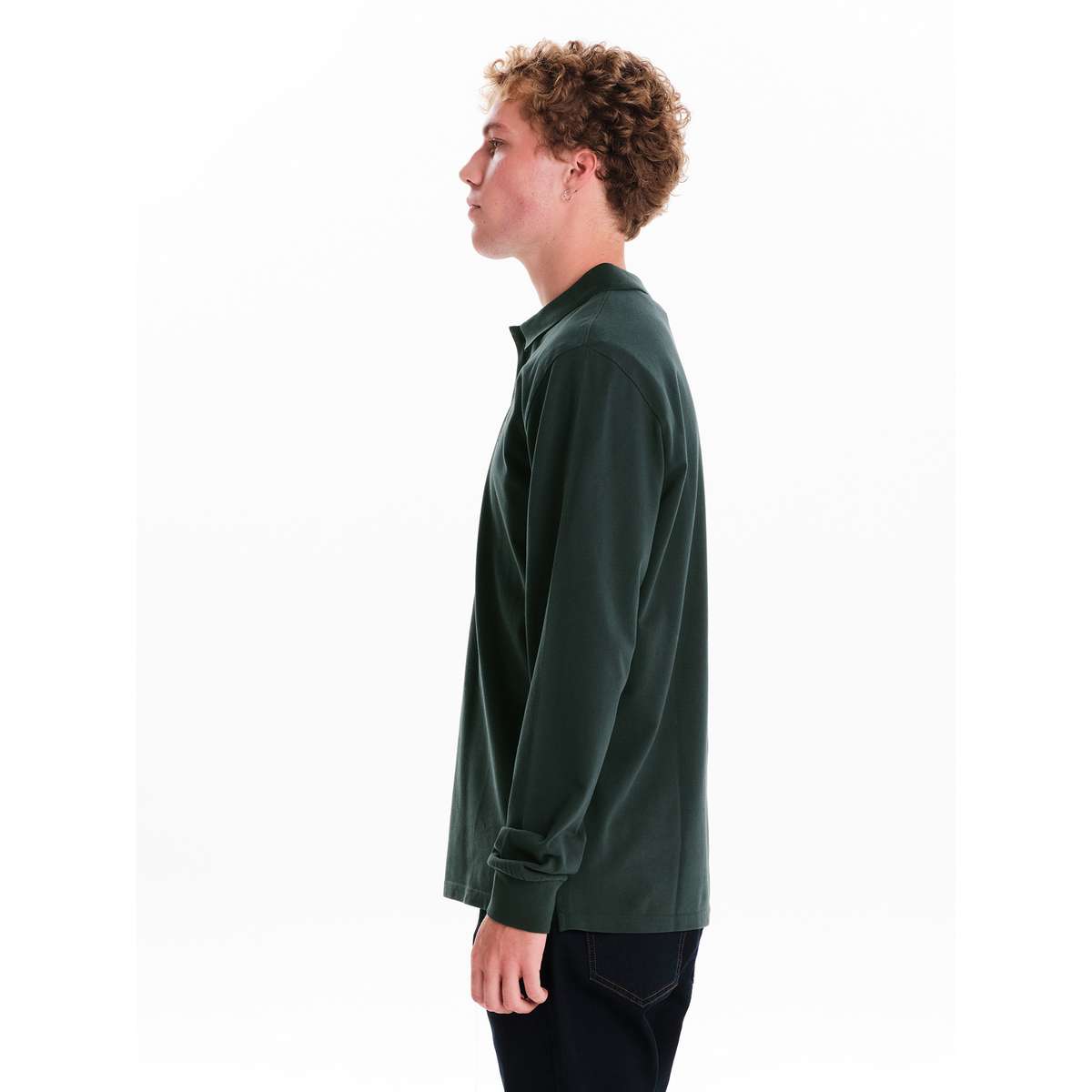 EMERSON MEN’S REGULAR FIT COTTON LONG SLEEVE POLO PIQUET 252.EM35.01A-FOREST