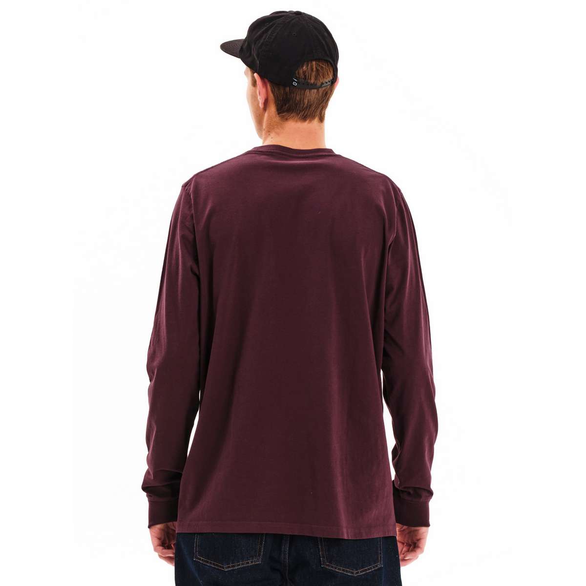 EMERSON MEN’S REGULAR FIT COTTON LOGO LONG SLEEVE TEE 252.EM31.200-WINE