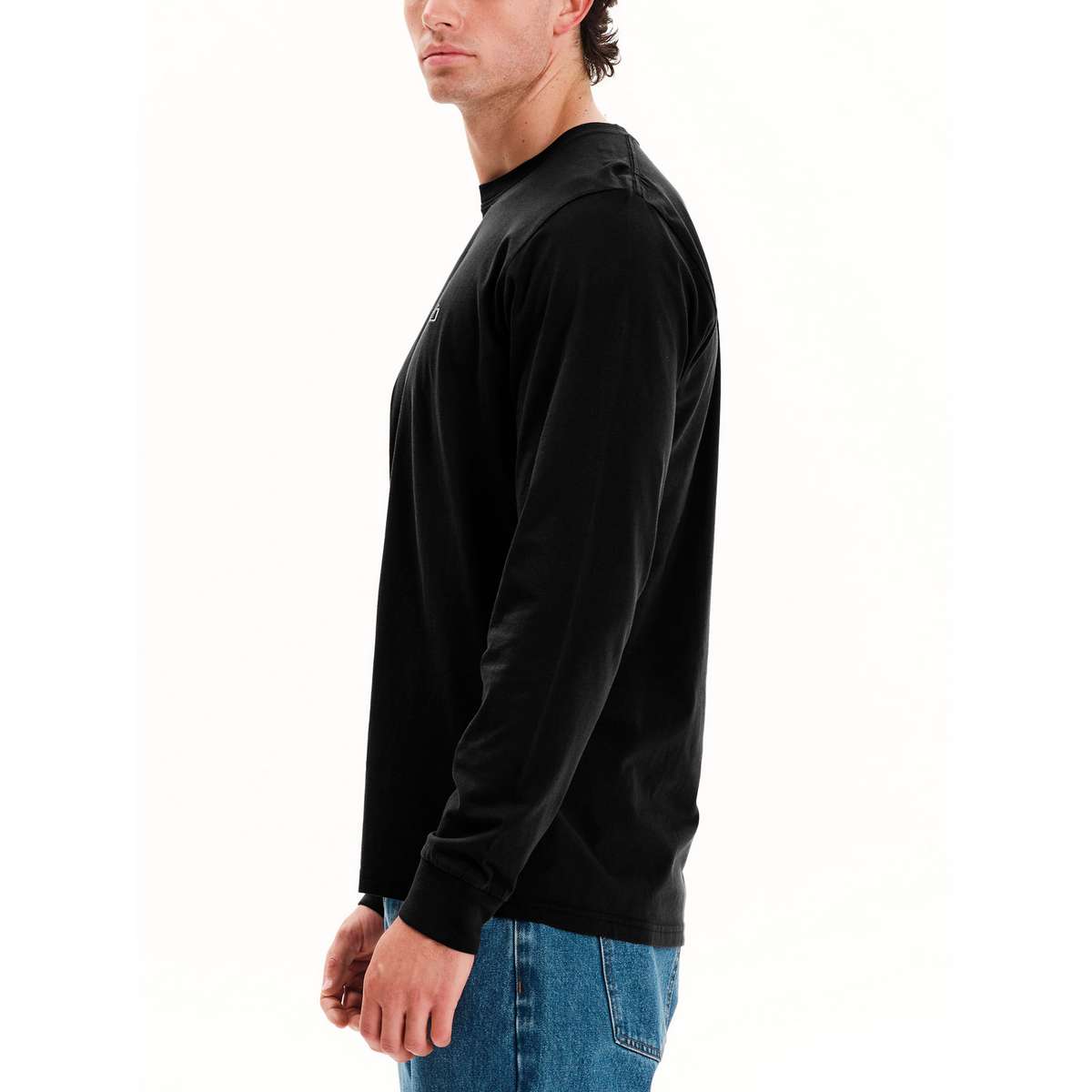 EMERSON MEN’S REGULAR FIT COTTON LOGO LONG SLEEVE TEE 252.EM31.200-BLACK