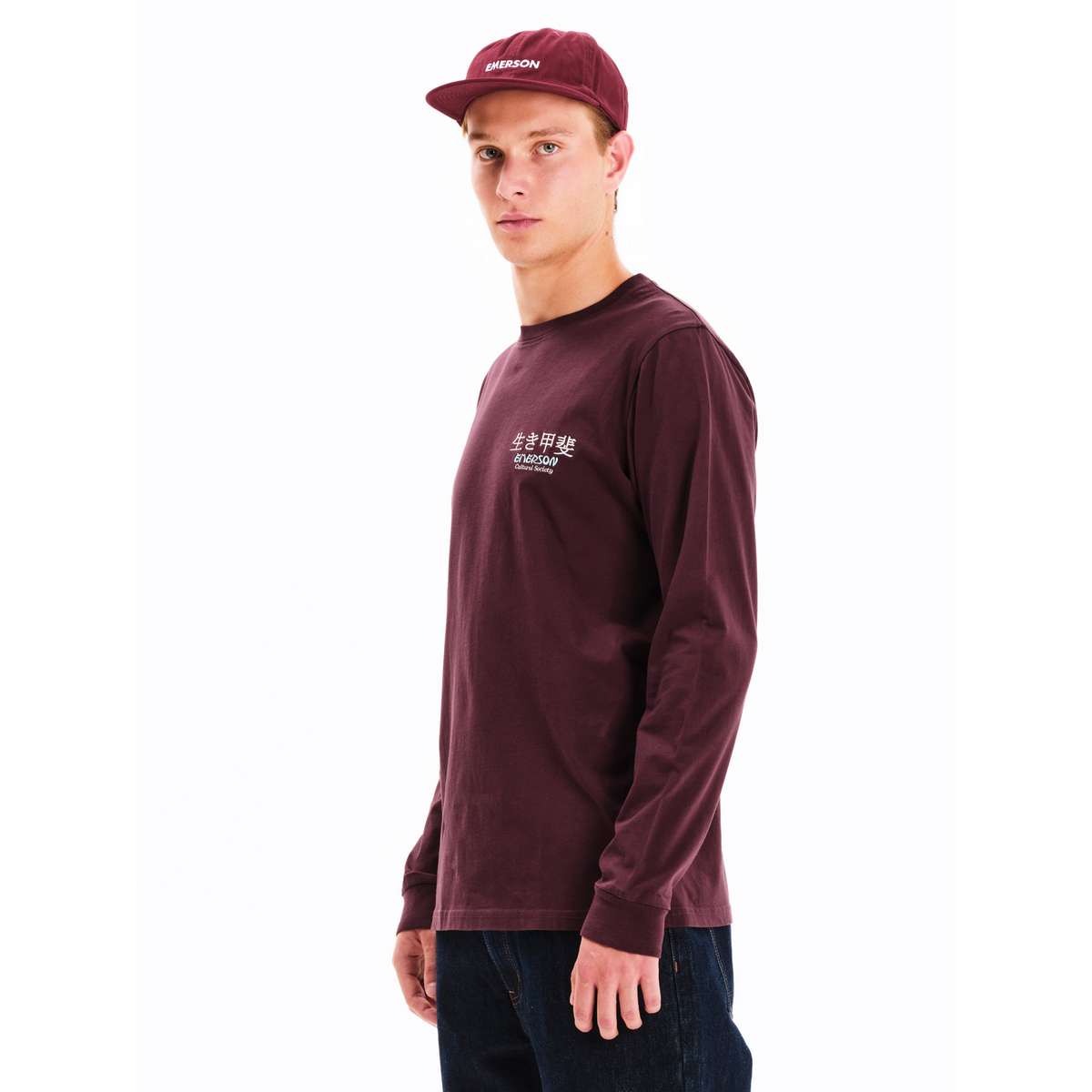 EMERSON MEN’S REGULAR FIT COTTON ΄΄EMERSON CULTURAL SOCIETY΄΄ LONG SLEEVE TEE WINE