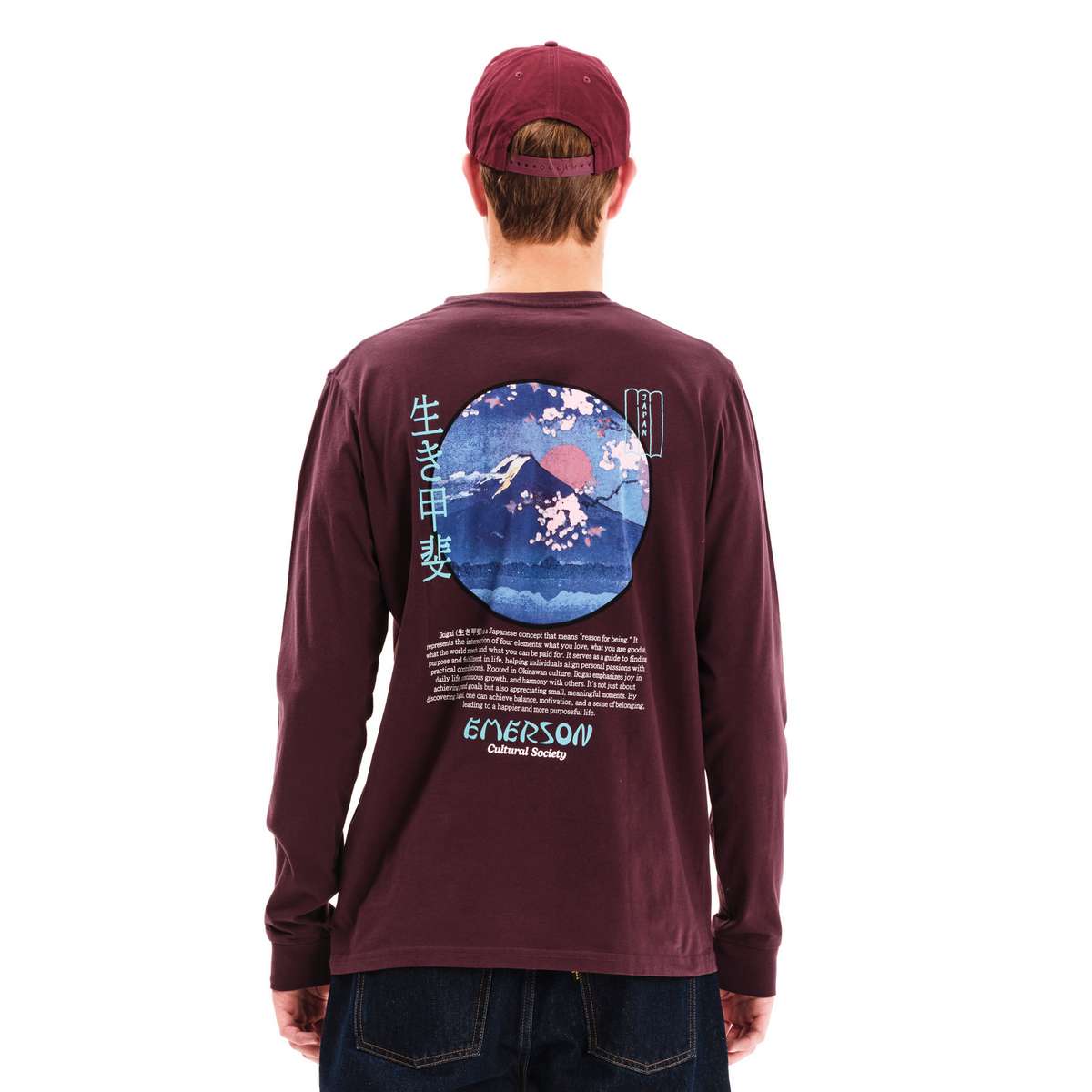 EMERSON MEN’S REGULAR FIT COTTON ΄΄EMERSON CULTURAL SOCIETY΄΄ LONG SLEEVE TEE WINE