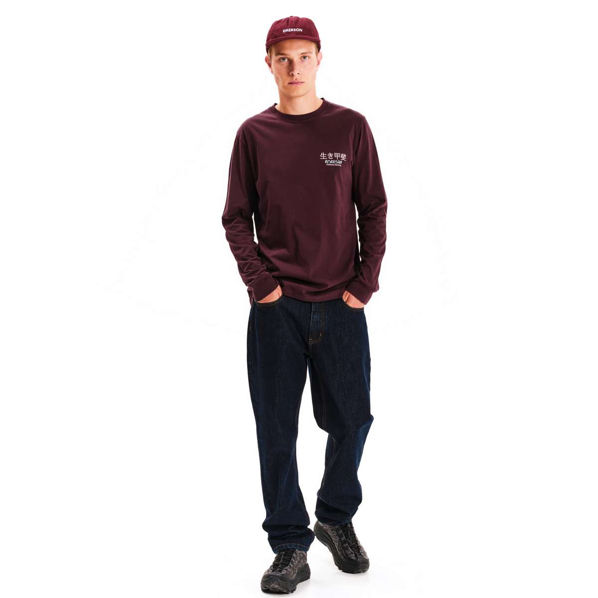 EMERSON MEN’S REGULAR FIT COTTON ΄΄EMERSON CULTURAL SOCIETY΄΄ LONG SLEEVE TEE WINE
