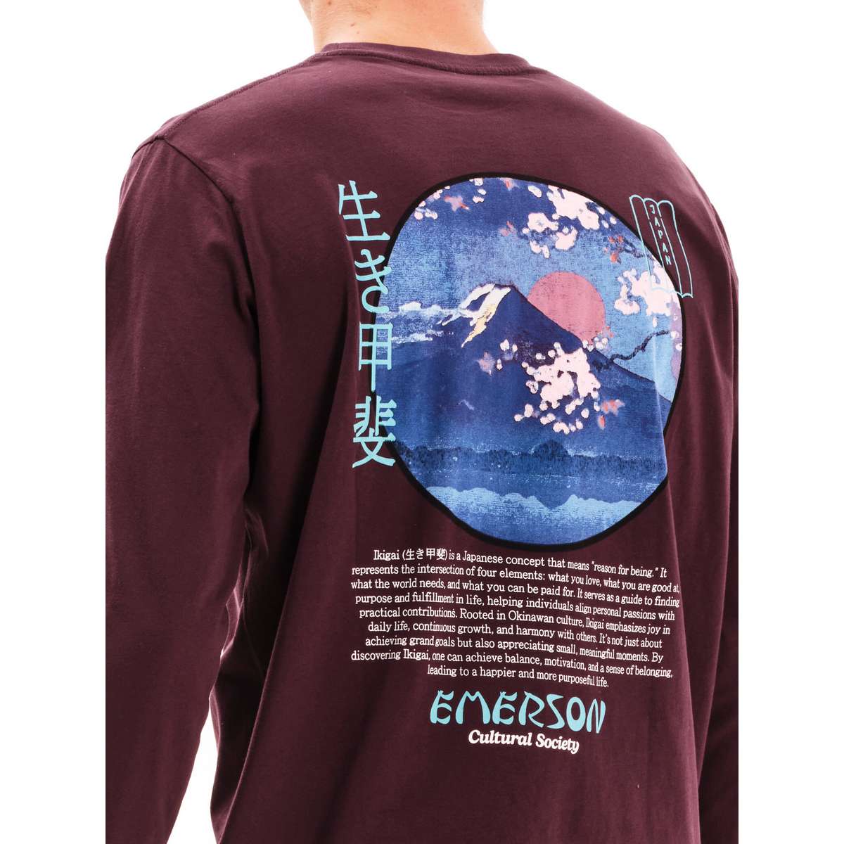 EMERSON MEN’S REGULAR FIT COTTON ΄΄EMERSON CULTURAL SOCIETY΄΄ LONG SLEEVE TEE WINE