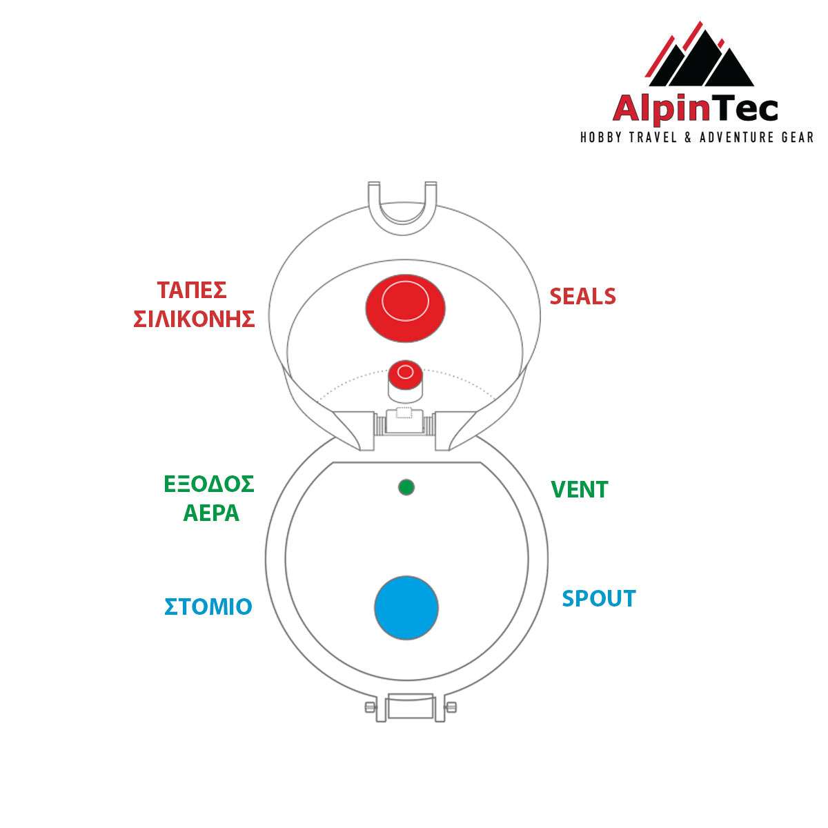 AlpinPro Q-1000 Πλαστικό Παγούρι 1000ml Γκρι Q-1000GY