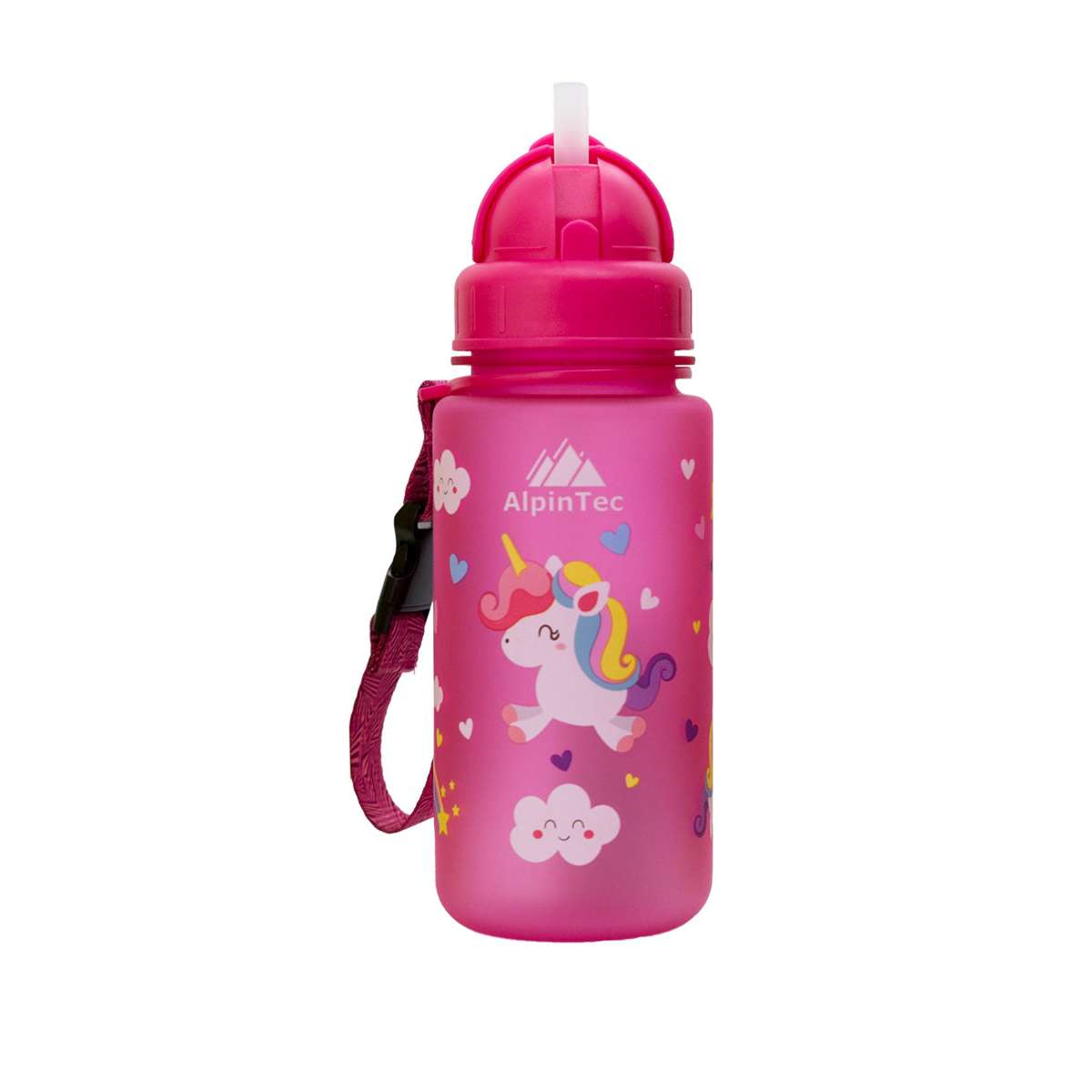 AlpinPro Παιδικό Παγούρι Μονόκερος Πλαστικό με Καλαμάκι Non Spill Ροζ 400ml C-400PK-UN