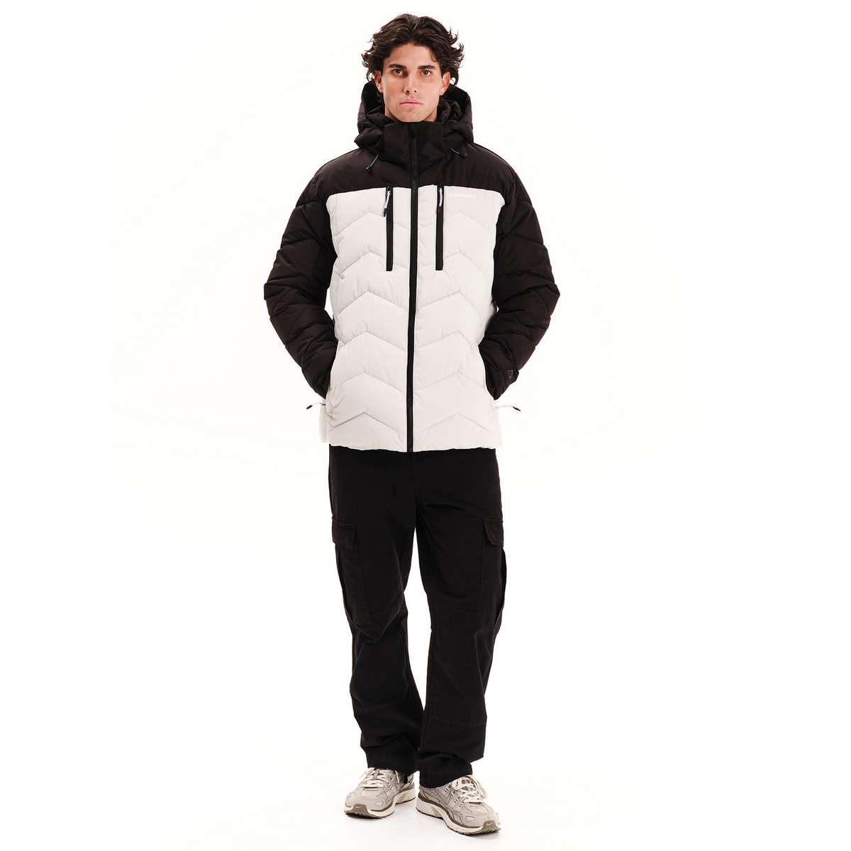 EMERSON MEN’S REGULAR FIT POLYESTER PUFFER JACKET CLAY GREY/BLACK