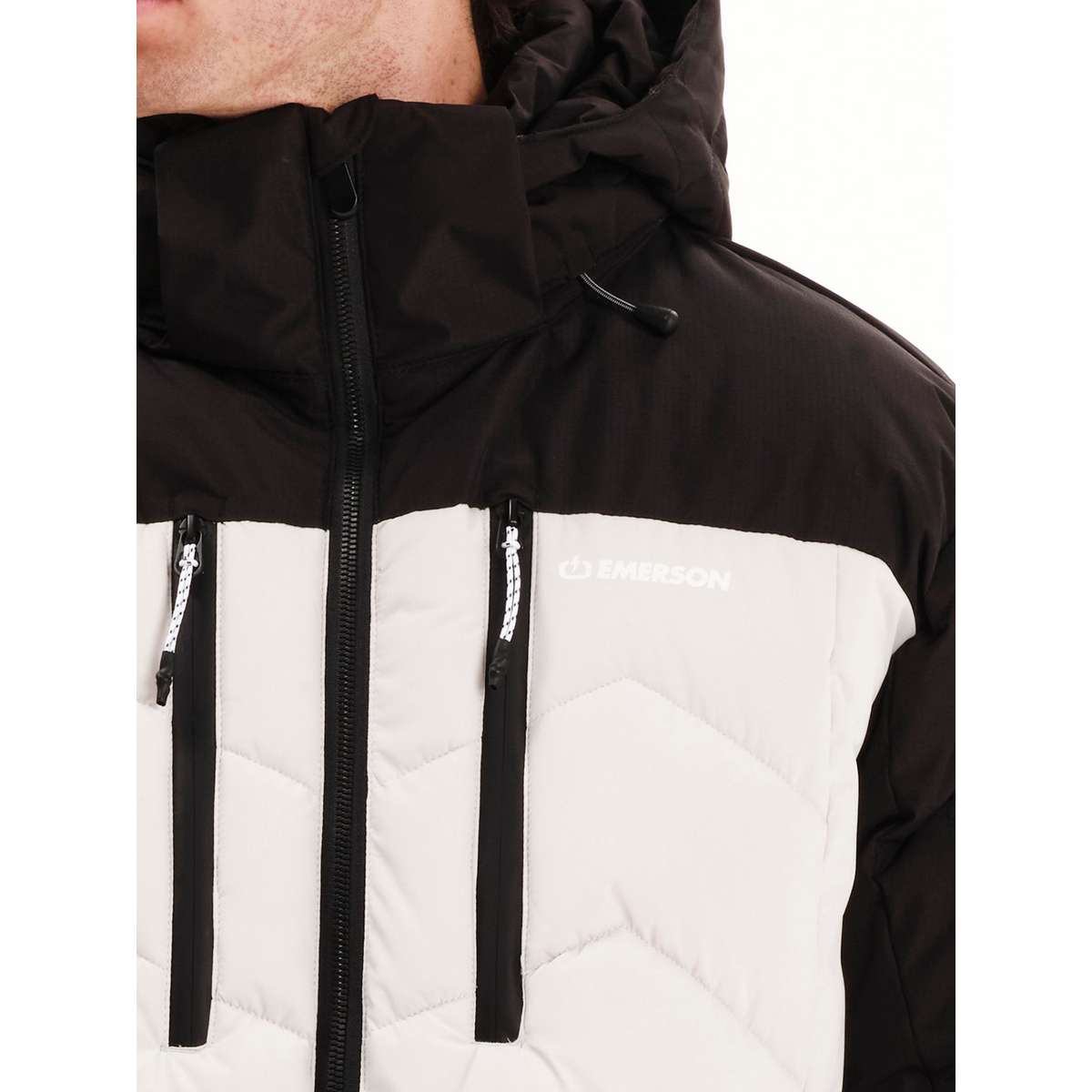 EMERSON MEN’S REGULAR FIT POLYESTER PUFFER JACKET CLAY GREY/BLACK