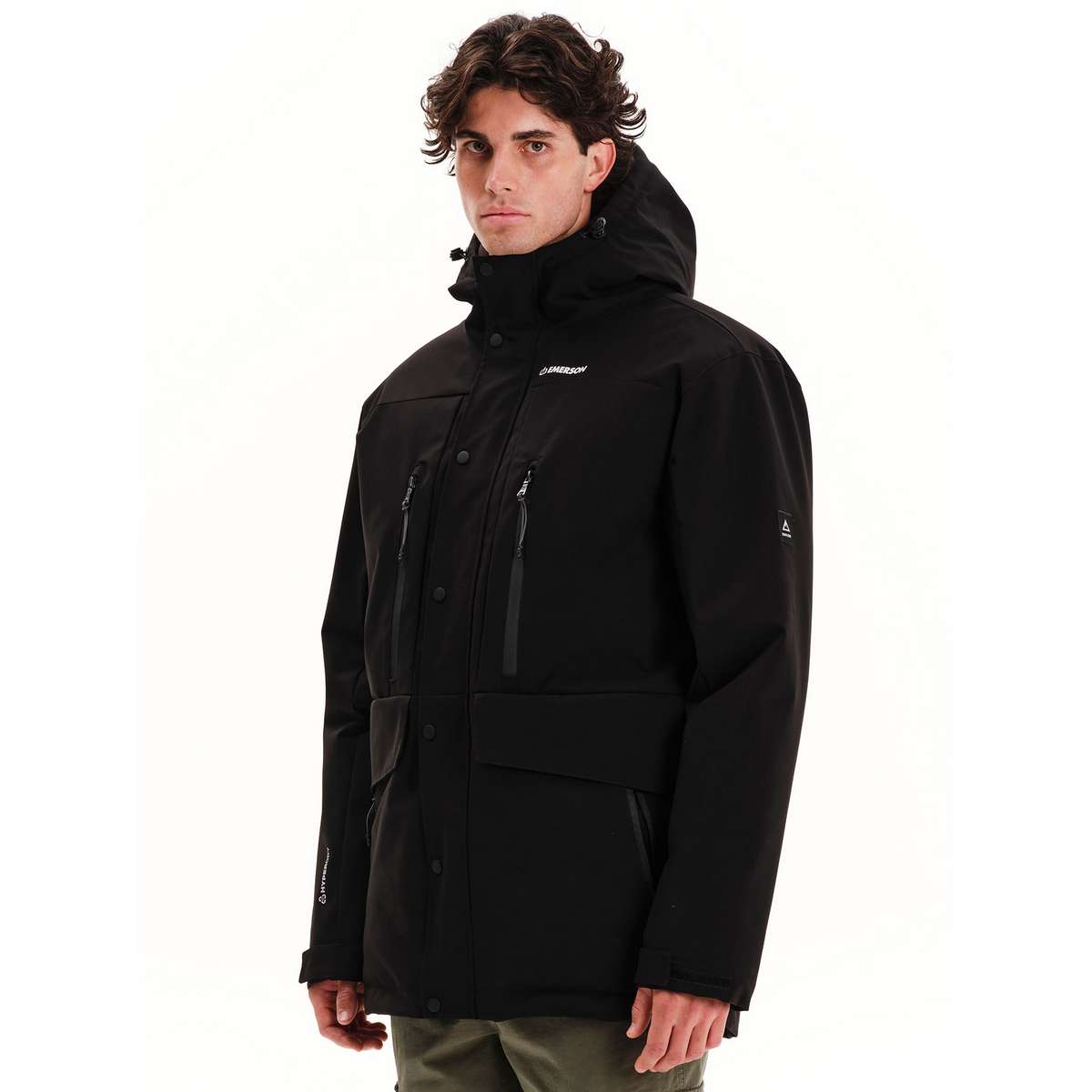 EMERSON MEN’S REGULAR FIT POLYESTER HOODED PARKA JACKET 252.EM10.29 BLACK