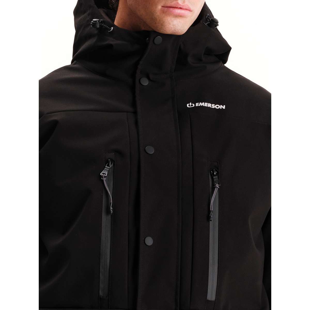 EMERSON MEN’S REGULAR FIT POLYESTER HOODED PARKA JACKET 252.EM10.29 BLACK