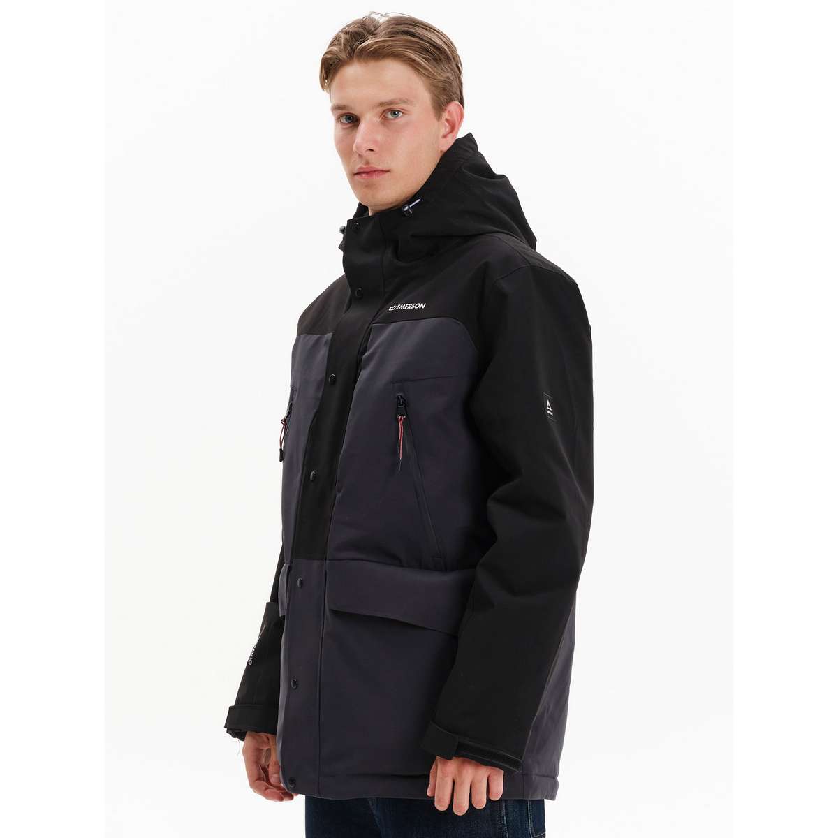 EMERSON MEN’S REGULAR FIT POLYESTER HOODED PARKA JACKET 252.EM10.29 EBONY/BLACK