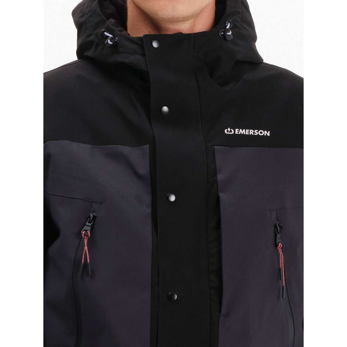 EMERSON MEN’S REGULAR FIT POLYESTER HOODED PARKA JACKET 252.EM10.29 EBONY/BLACK