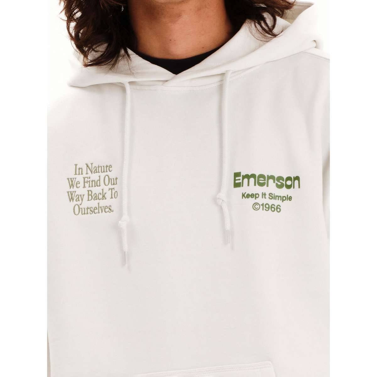EMERSON MEN’S LOOSE FIT COTTON PULLOVER HOODIE ΄΄EMRSN΄΄ CABIN 252.EM20.13 OFF WHITE