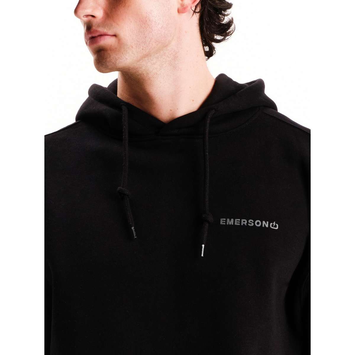 EMERSON MEN’S OVERSIZED COTTON PULLOVER HOODIE 252.EM20.50 BLACK