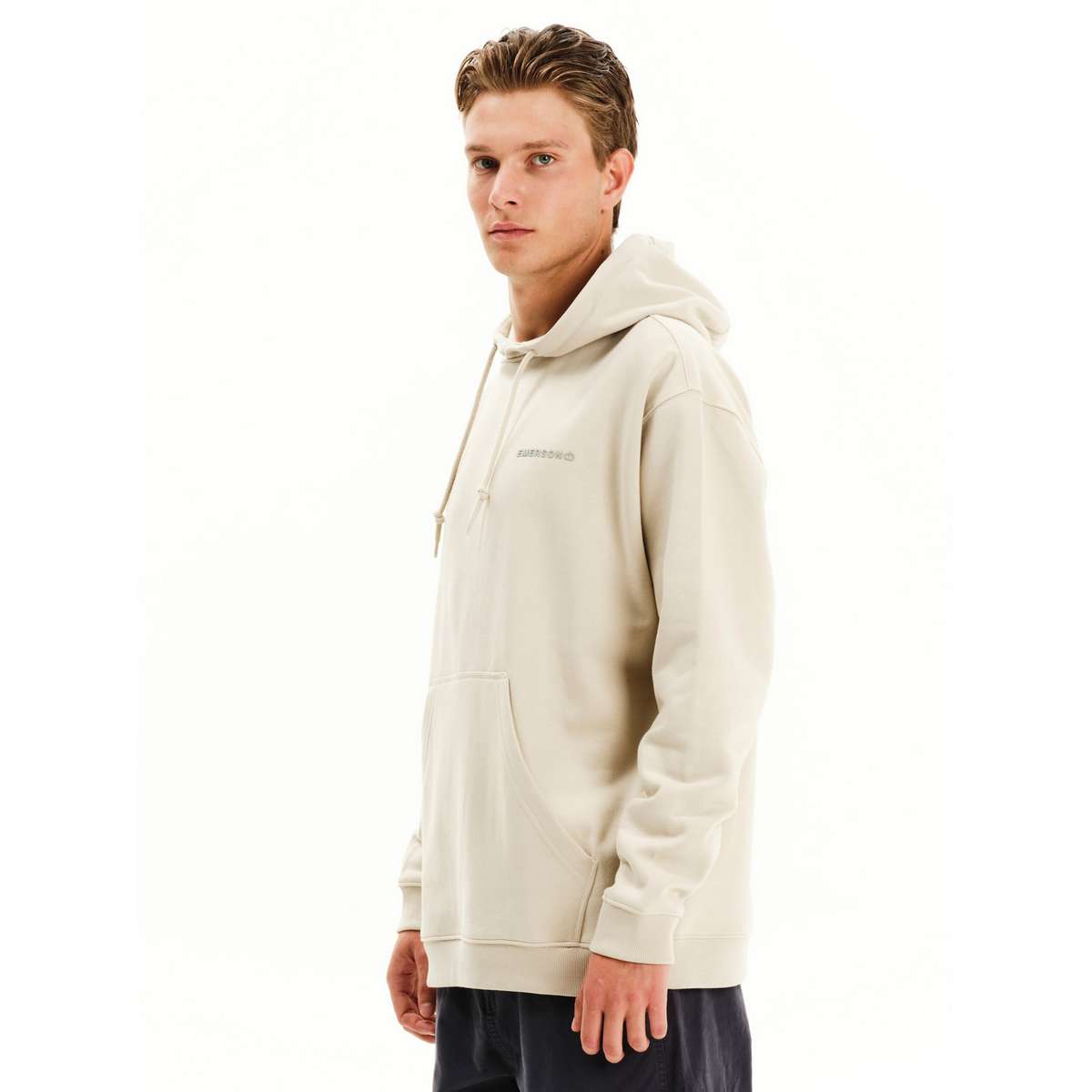 EMERSON MEN’S OVERSIZED COTTON PULLOVER HOODIE 252.EM20.50 CLAY GREY