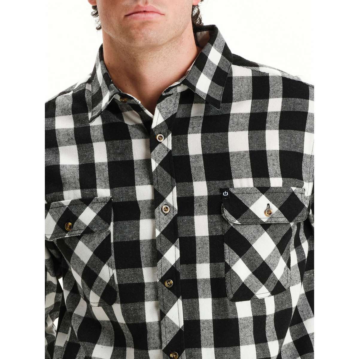 EMERSON MEN’S REGULAR FIT COTTON CLASSIC BUTTON DOWN SHIRT 252.EM60.80 BLACK/WHITE