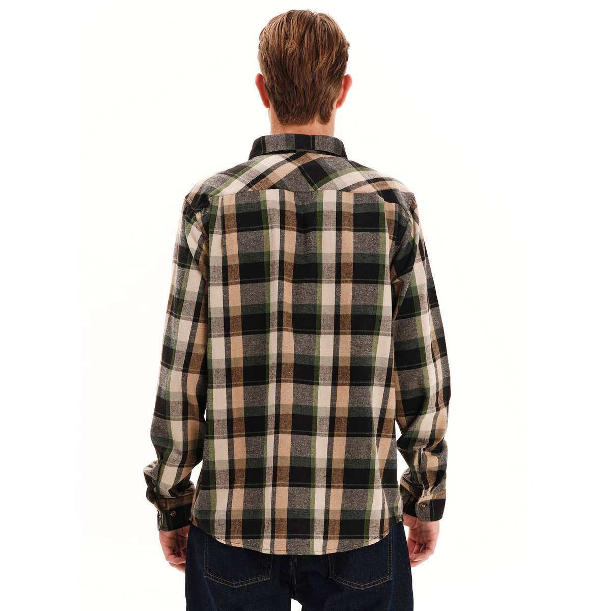 EMERSON MEN’S REGULAR FIT COTTON CLASSIC BUTTON DOWN SHIRT 252.EM60.80 GREEN/BEIGE