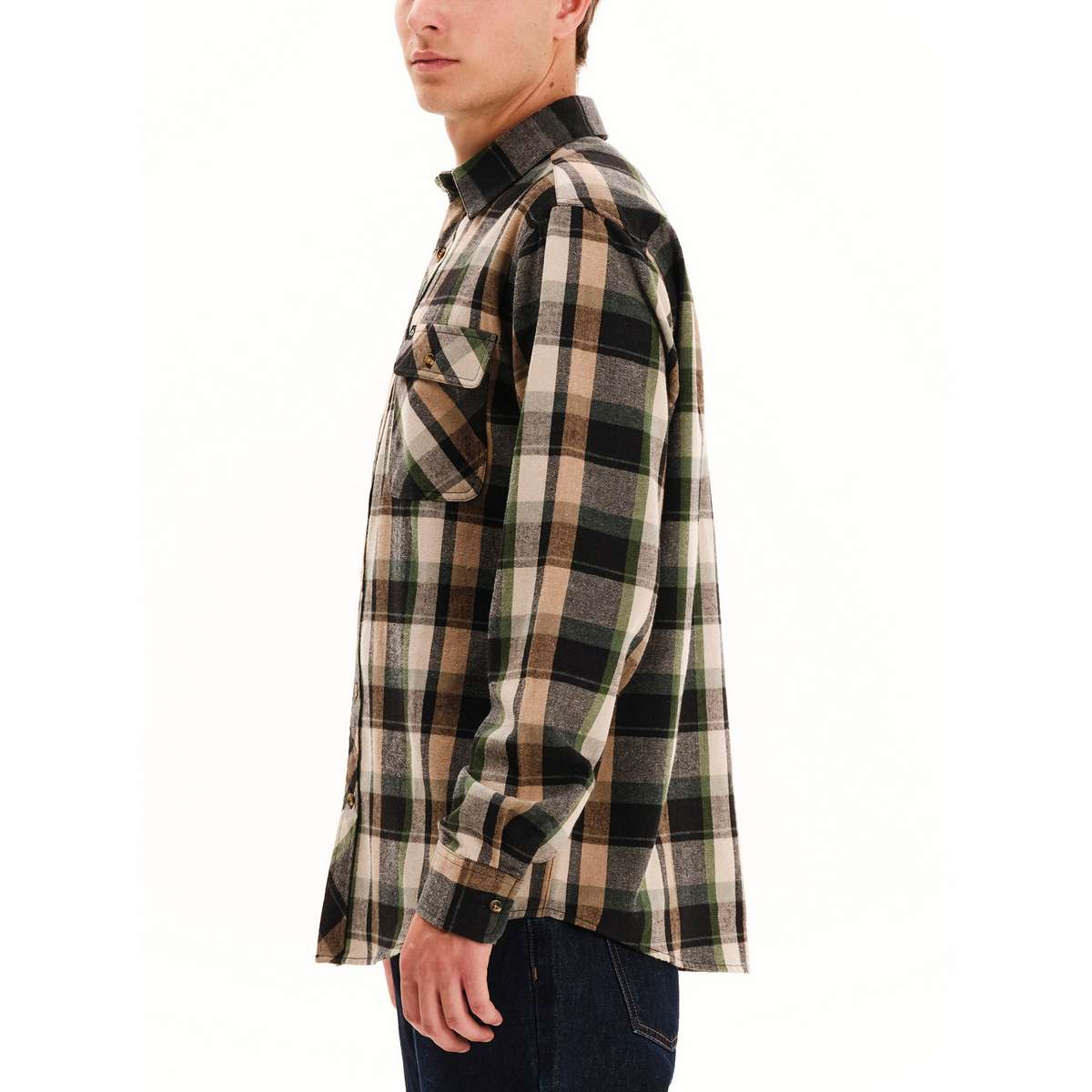 EMERSON MEN’S REGULAR FIT COTTON CLASSIC BUTTON DOWN SHIRT 252.EM60.80 GREEN/BEIGE