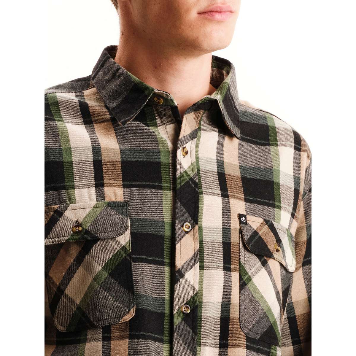 EMERSON MEN’S REGULAR FIT COTTON CLASSIC BUTTON DOWN SHIRT 252.EM60.80 GREEN/BEIGE