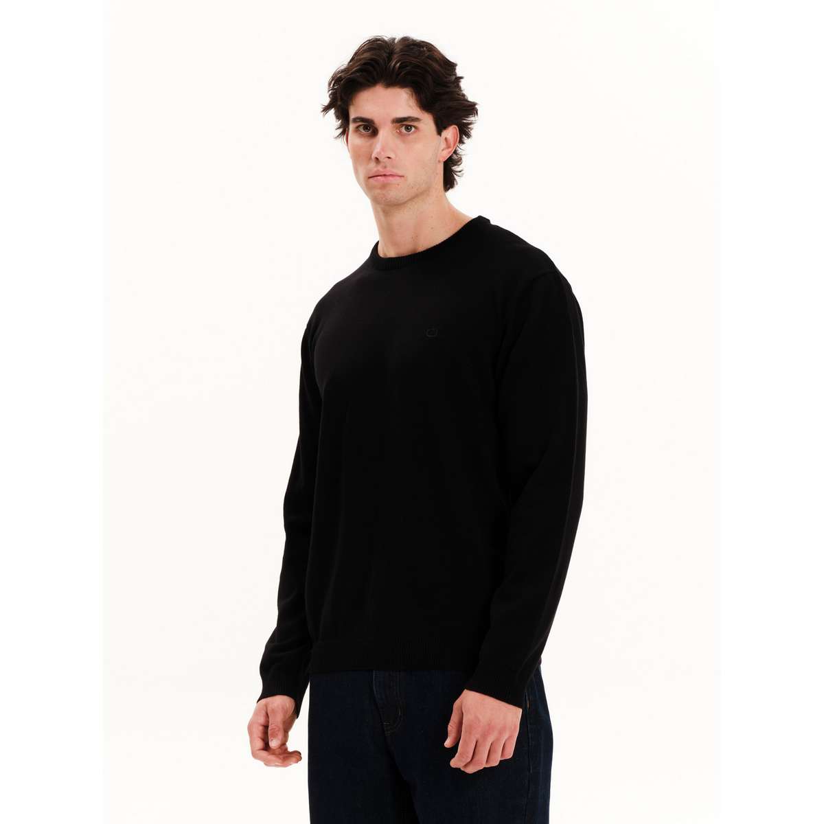 EMERSON MEN’S REGULAR FIT COTTON KNIT SWEATER 252.EM70.90 BLACK