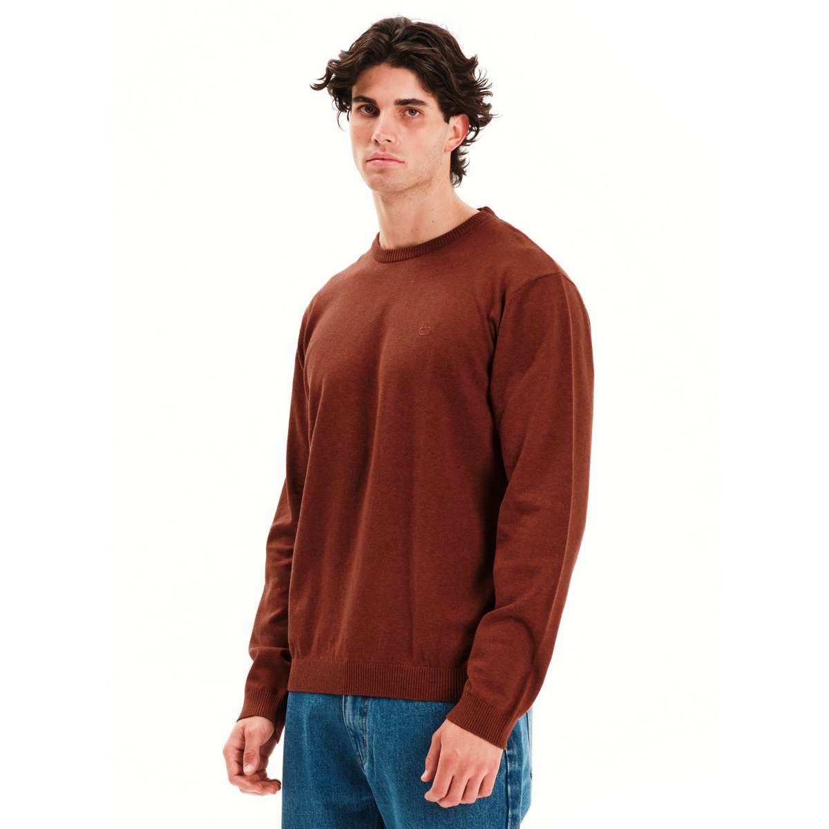 EMERSON MEN’S REGULAR FIT COTTON KNIT SWEATER 252.EM70.90 D.ORANGE ML