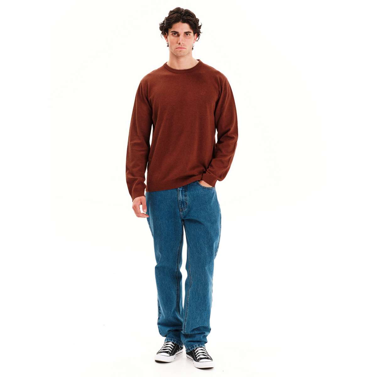 EMERSON MEN’S REGULAR FIT COTTON KNIT SWEATER 252.EM70.90 D.ORANGE ML