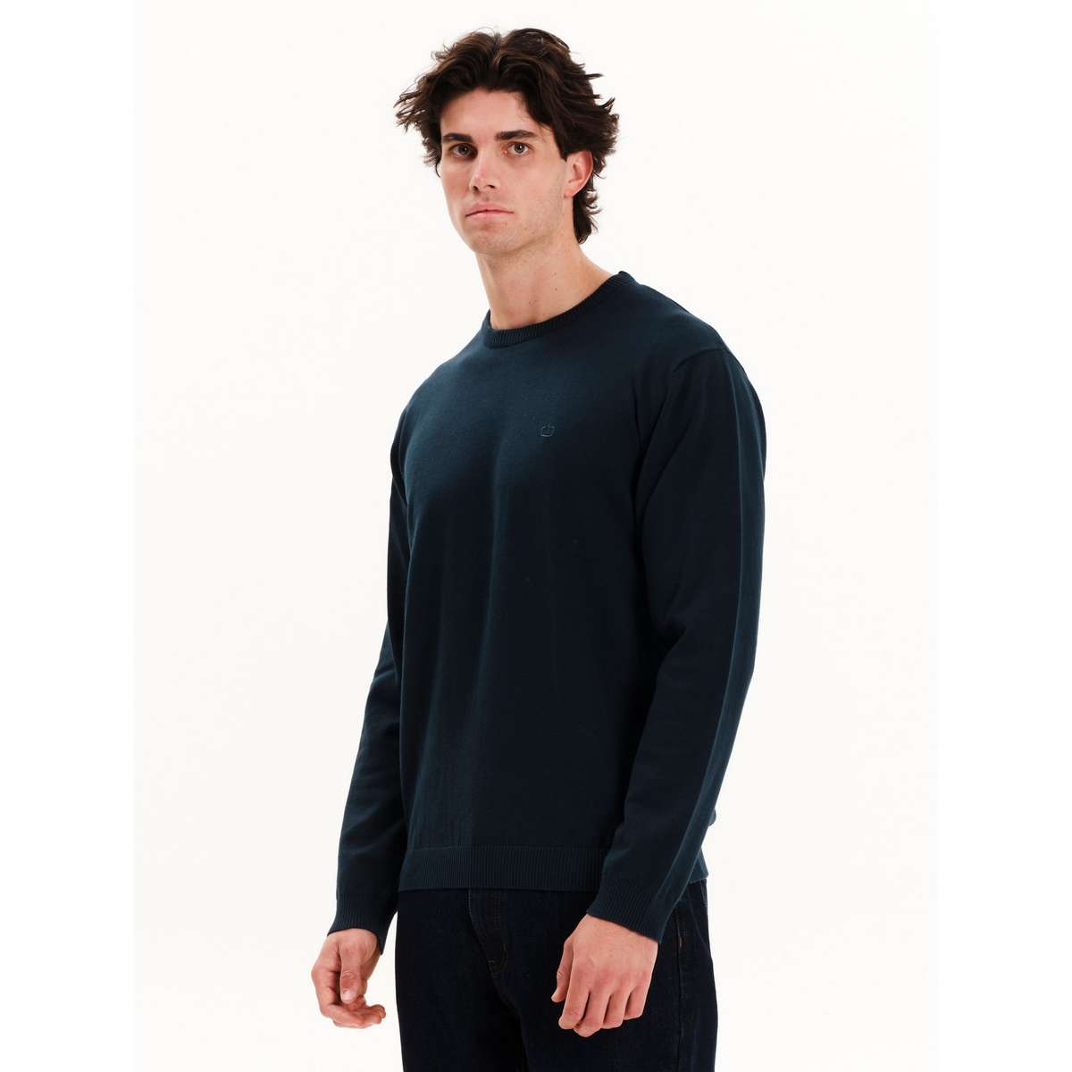 EMERSON MEN’S REGULAR FIT COTTON KNIT SWEATER 252.EM70.90 PETROL