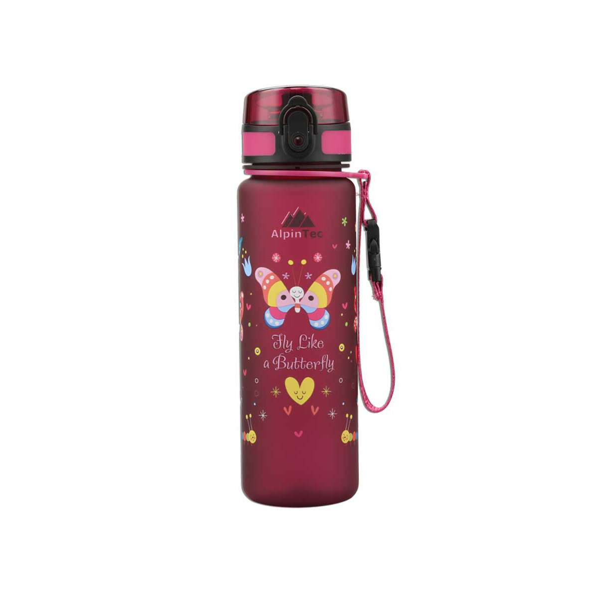AlpinPro Παιδικό Παγούρι Πεταλούδα Πλαστικό Non Spill Rasberry Butterfly 500ml C-500RS-BU