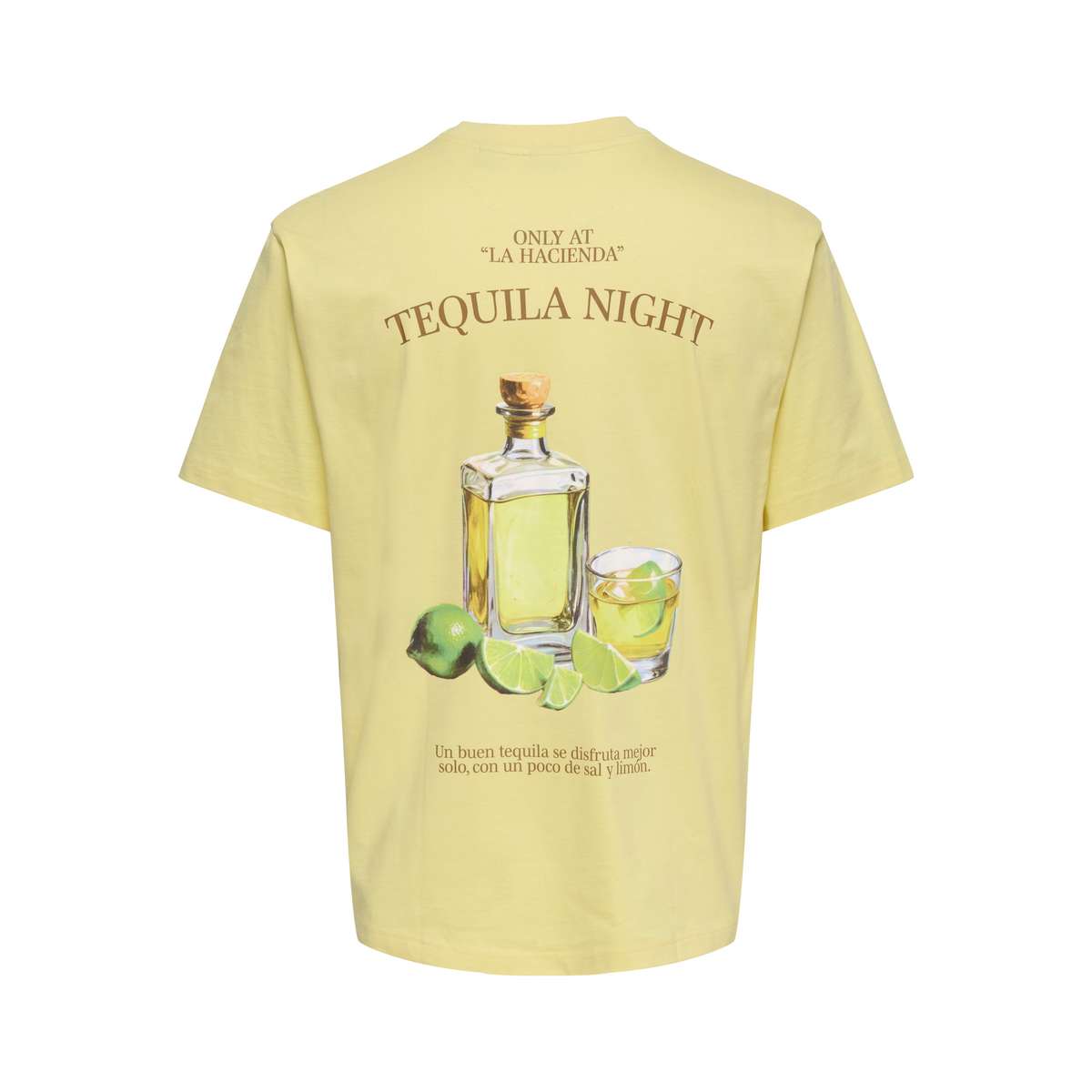  ONLY & SONS MENS RELAXED FIT COTTON FRED LIFE SS PRINT TEE Sunlight TEQUILA NIGHT Yellow