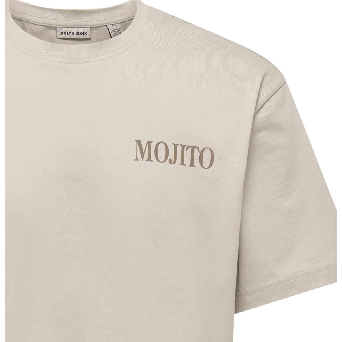  ONLY & SONS MENS RELAXED FIT COTTON FRED LIFE SS PRINT TEE Silver Lining MOJITO Grey
