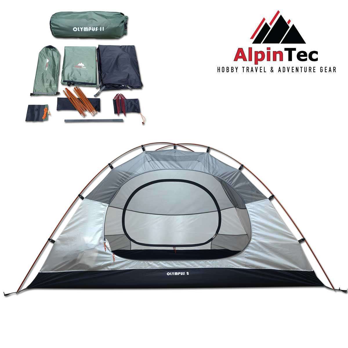 AlpinPro Olympus 2 Χειμερινή Σκηνή Camping Igloo Χακί για 2 Άτομα 16002DG