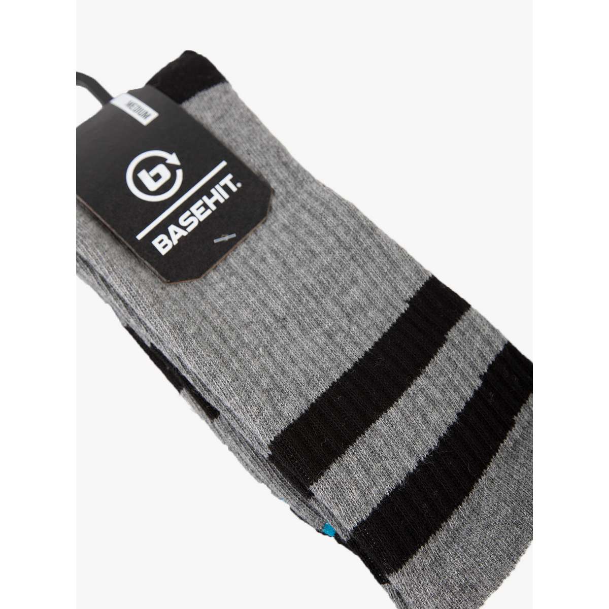 Basehit Ριγέ Ανδρικές Κάλτσες Γκρι 1-PACK 202.BU08.10 GREY ML/BLACK - Γκρι - 43-46