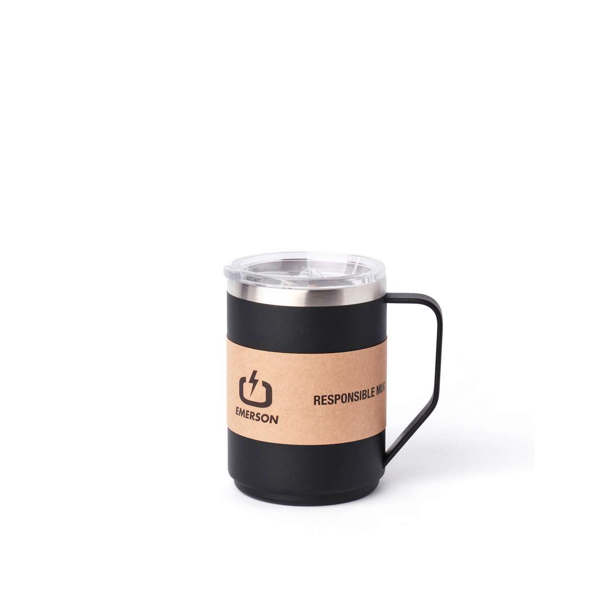 Emerson Ανακυκλώσιμο Κούπα Θερμός Ανοξείδωτο BPA Free 400ml Μαύρο με Λαβή 221.EU99.18-BLACK