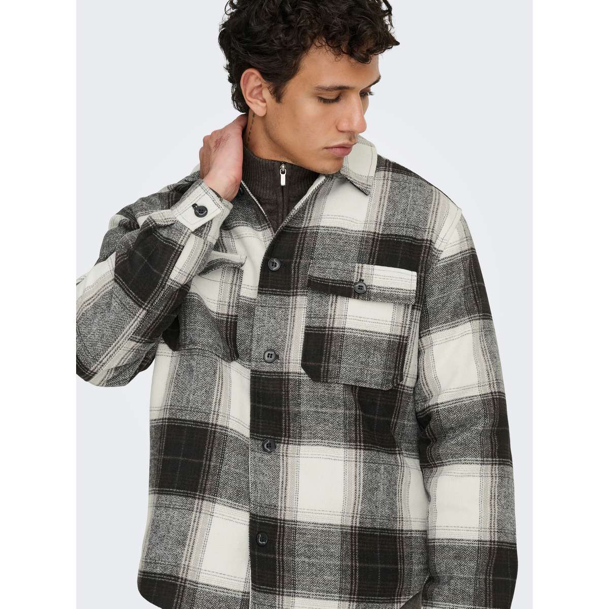 ONLY & SONS MENS REGULAR FIT ZACK OVERSHIRT POLYESTER 22036110-4905323 black