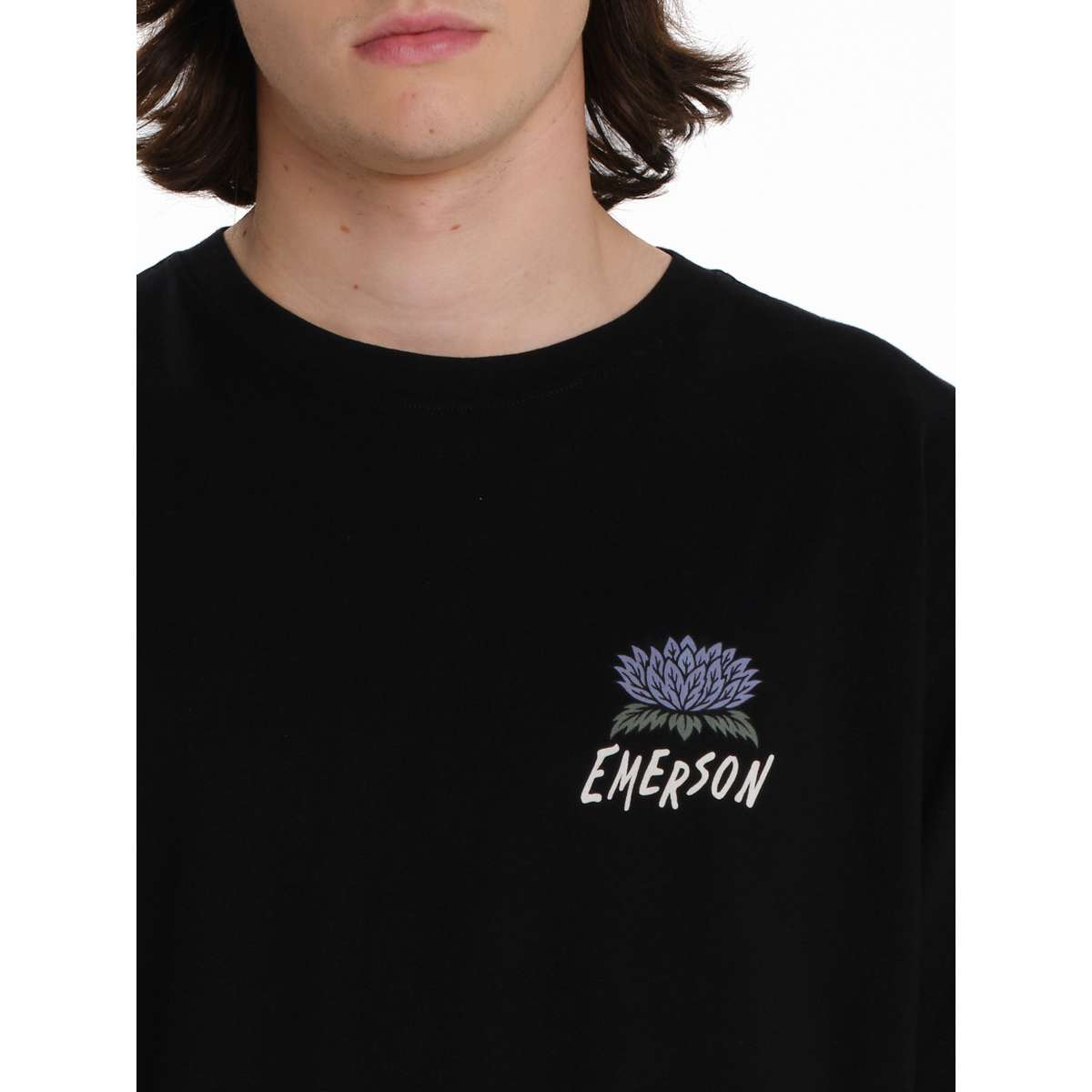 EMERSON FLOWER ΑΝΔΡΙΚΟ ΚΟΝΤΟΜΑΝΙΚΟ T-SHIRT COTTON BLACK