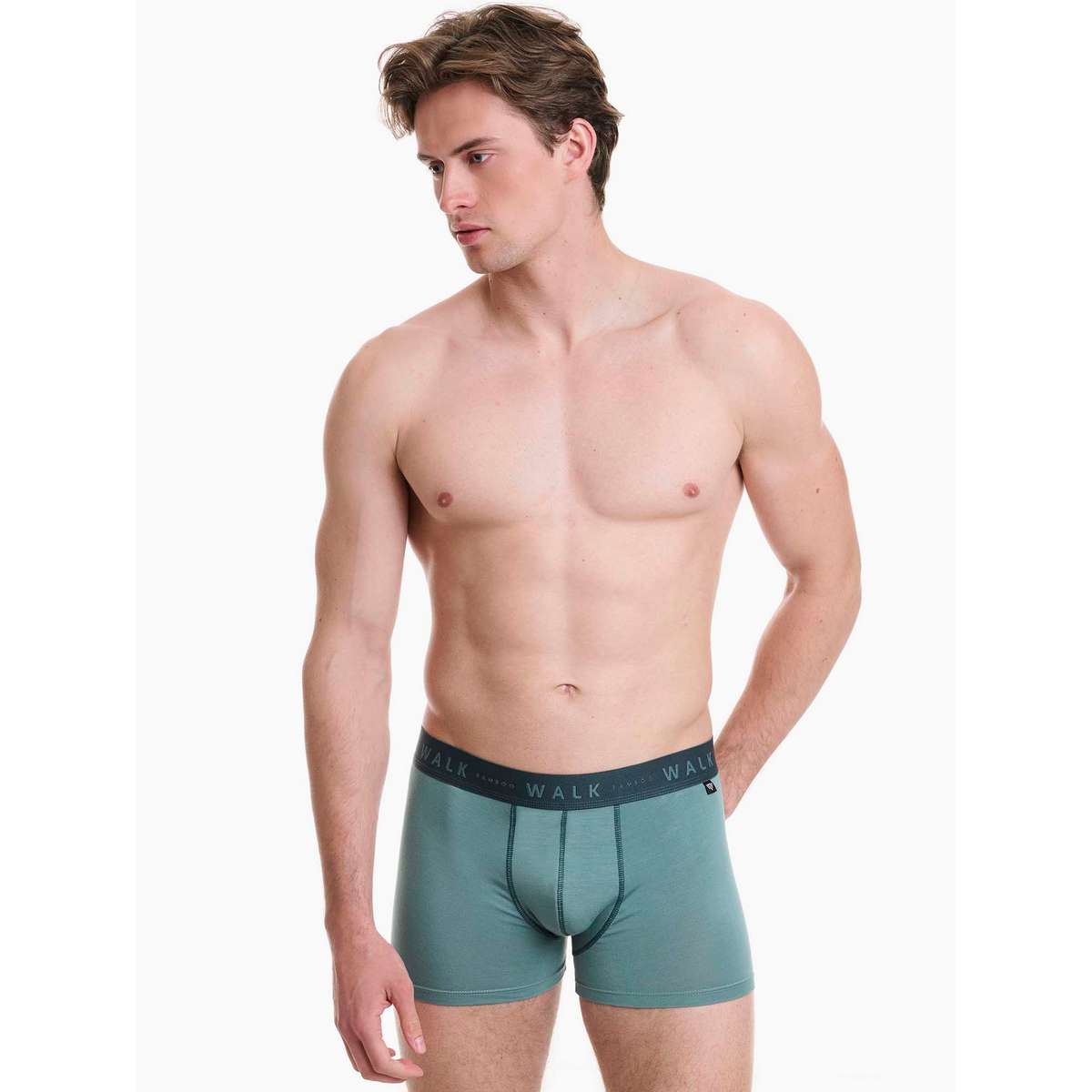 Walk Ανδρικά Μποξεράκια Μπαμπού Χακί-Πράσινο 2Pack W1776-2440