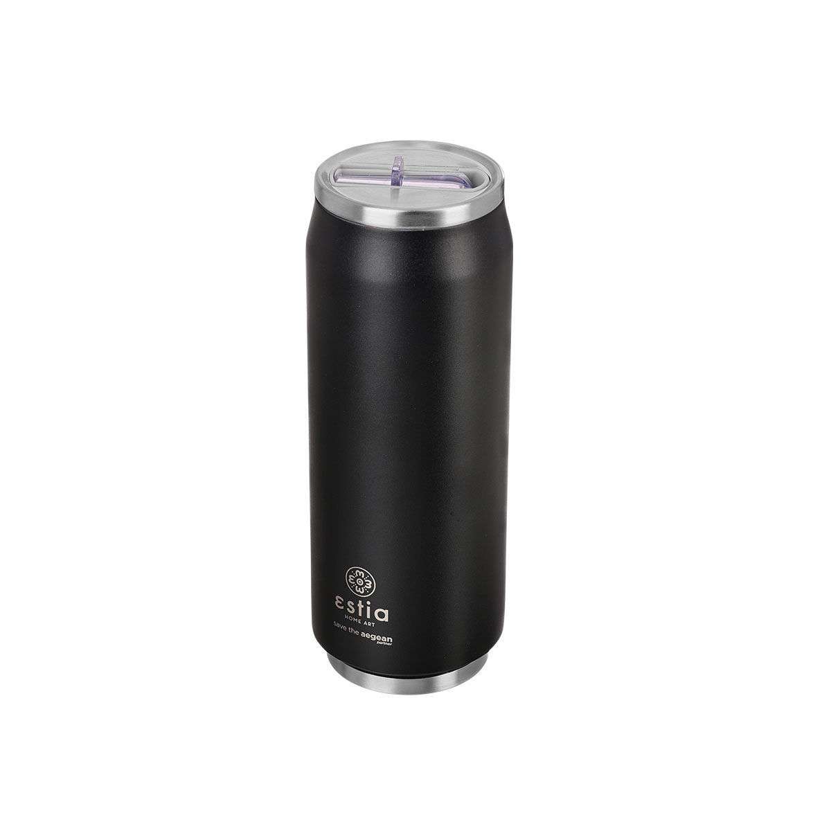 Estia Travel Cup Save the Aegean Θερμός Ανοξείδωτο Πλαστικό BPA Free 500ml Midnight Black
